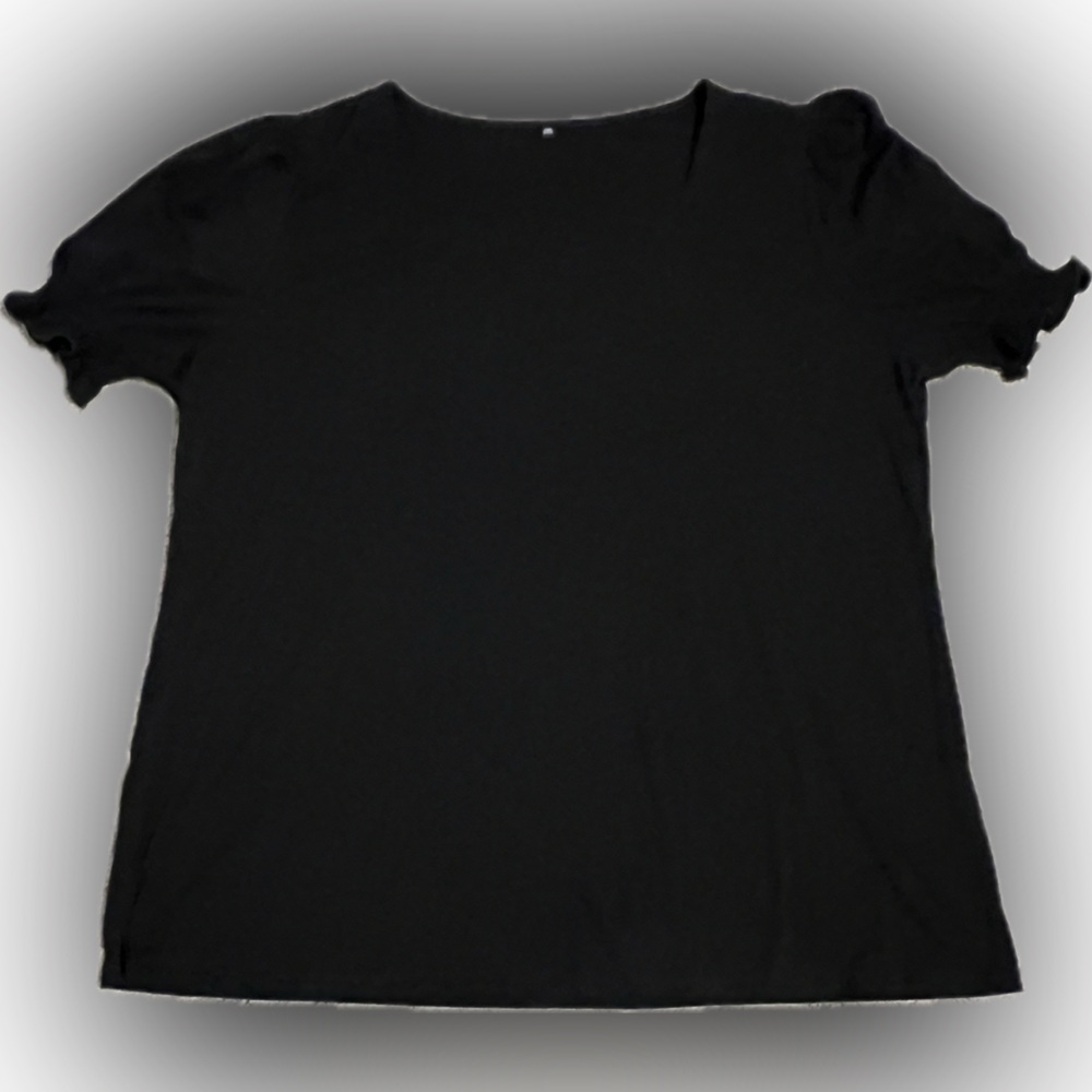 🔴Women’s Black Short Sleeve Square Neck Lightweight Blouse 2XL